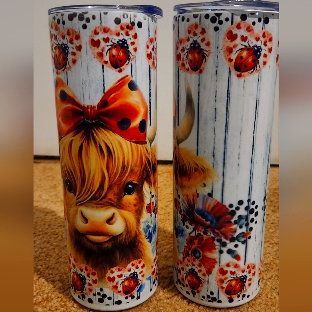 20oz Ladybug/Cow skinny tumbler